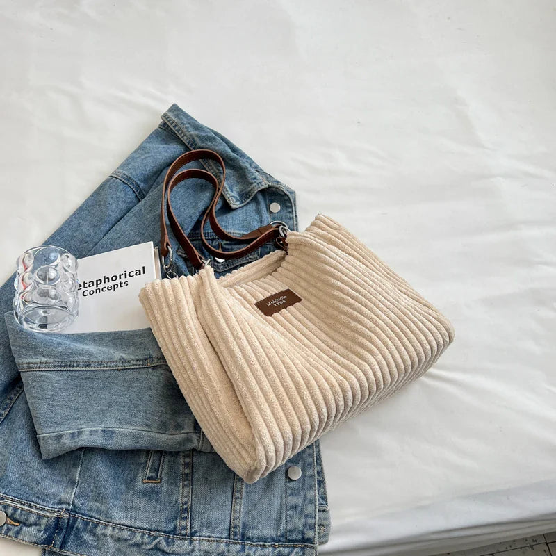 eybag Big design tote bag winter softcorduroy handbags for women Fashion trend Shoulder Messenger Bags Shopper bag wallet