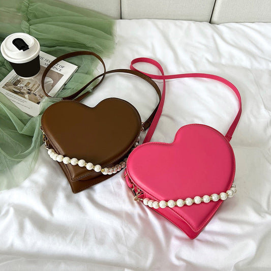 eybag Fashion Girly Design Love Shoulder Bag PU Leather Women's Clutch Purse Handbags Vintage Pearl Female Heart Tote Crossbody Bags