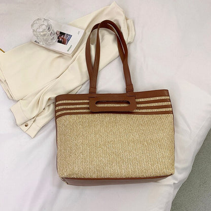 Lkblock Large Capacity Bag 2022 New Bag Women's Bag Summer Popular Woven Straw Bag Shoulder Bag Handbag Beach Resort Style Tote Bag