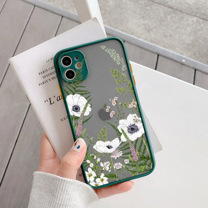 eybag Retro Flower Bud Phone Case for iphone 11 12 13 14 Pro Max 15 Plus Meticulous Plant for iphone X XS XR 7 8 Plus SE2 Back Covers