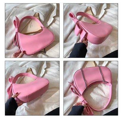 eybag Sweet Bow Pink Messenger Bag Women Summer Hot Girls Solid Y2k Crossbody Bags Aesthetic Ladies Hand Bags Fairy Core