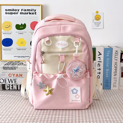 eybag Nylon Star Large Capacity Backpacks High Quality Unique Design Cute Color Matching Schoolbags for Women 2024 Casual Coin Purse