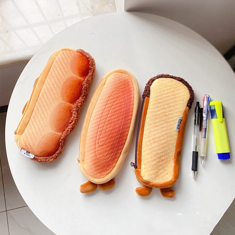 eybag Funny bread cute pencil case plush creative pencil bag School stationery bag Children pen case prizes gifts Student pencil cases