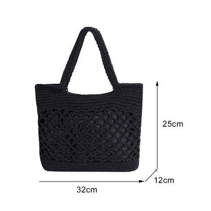 eybag Women Casual Handbags Fashion Summer Straw Woven Hollow Handmade Cotton Shopper Totes Beach Net Bags Female Casual Shoulder Bags