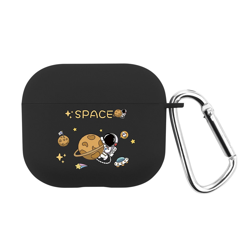 eybag Luxury Simple Earphone Case For Airpods 3 Pro Astronaut Silicone Cover For Apple Airpods 2nd 3 2 1 Case With Finger Ring Sleeve