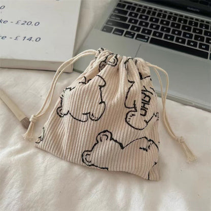 eybag Cute Corduroy Small Coin Purse Drawstring Bag Handbags Woman Jewelry Lipstick Cosmetic Tote Rope Bags Storage Pouch String Bag