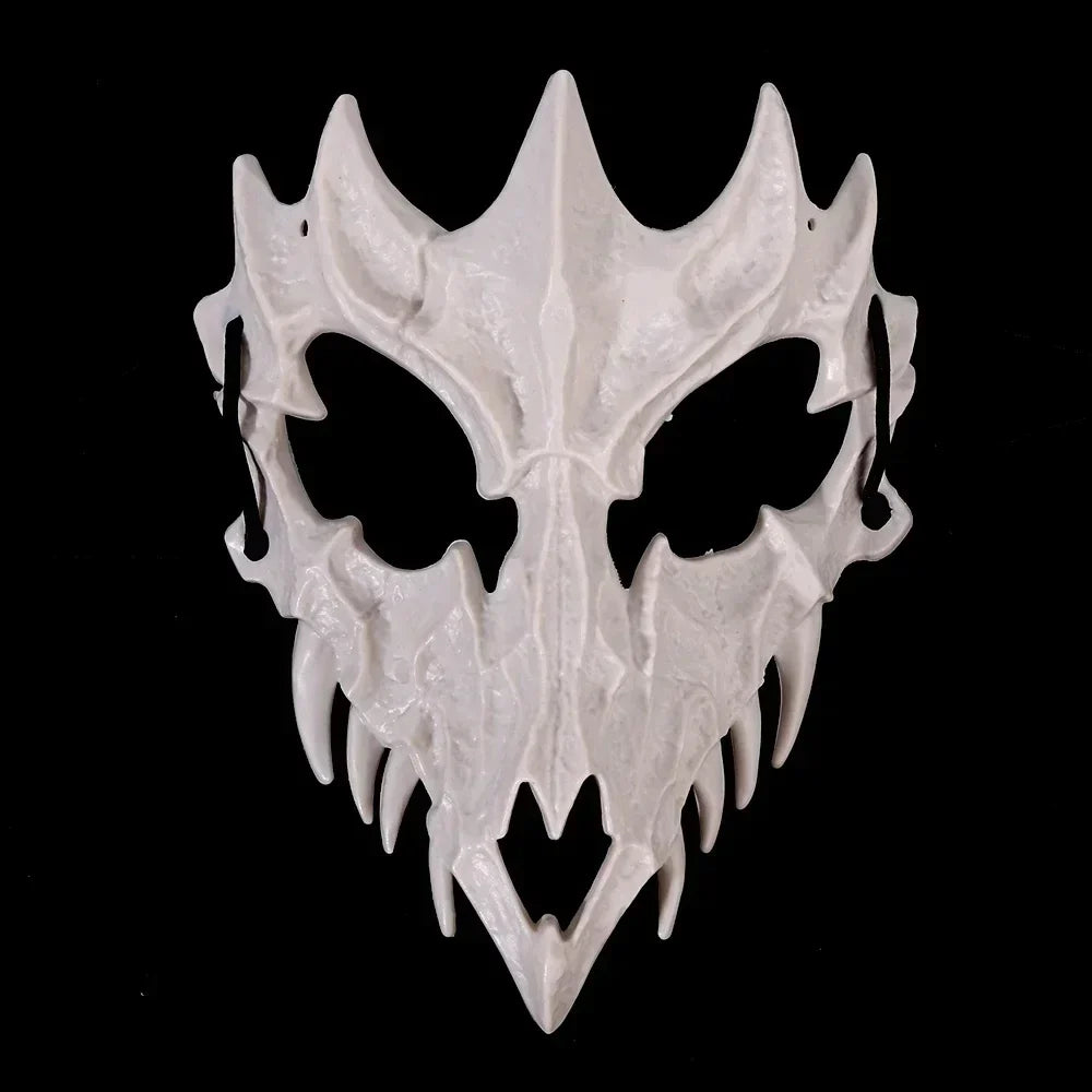 -Halloween Custom Party Skull Mask Long Teeth Demon Skeleton Half Face Mask Wolf Dragon Tiger Houjuu Nue Mask Cosplay Halloween Costume Props