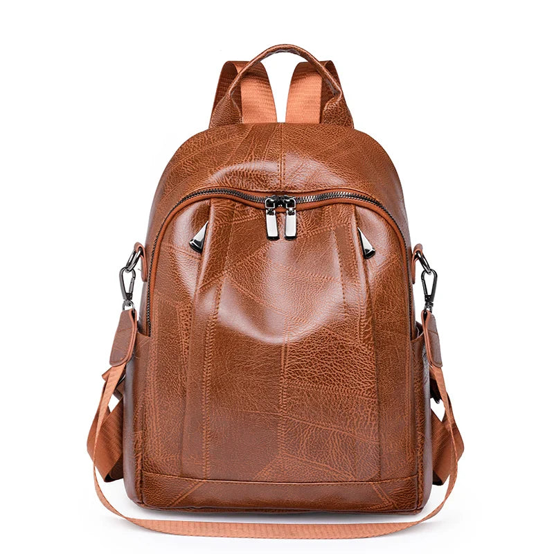 eybag Burgundy PU Leather Backpacks For Women Solid Vintage Small Satchels For Girl Fashion Cute Small Book Bags Shoulder Packages