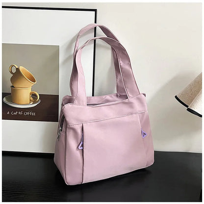 eybag Bright Color Canvas Tote Bag Women Business Commuter Shoulder Bag Multi-Layer Nylon Waterproof Durable Solid Color Handle Bag