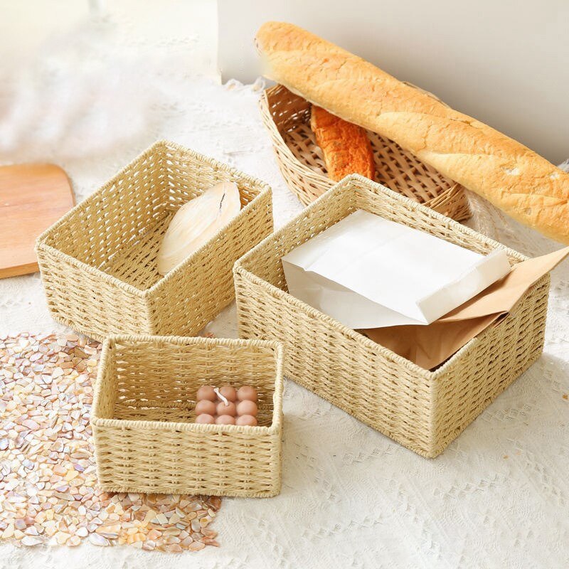 eybag Large Size Storage Baskets Woven Basket for Sundries Clothes Organizer Basket Storag Box Wardrobe Organizer Panier Rangement