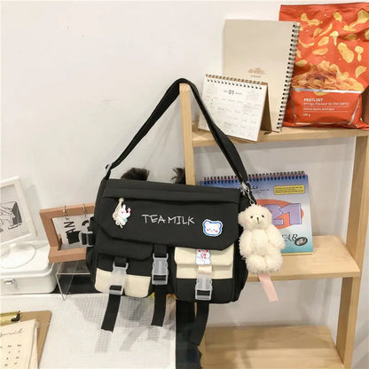 eybag Bag Female New Korean Summer Student Crossbody Bag Large Capacity Japanese Canvas Bag Small Backpack Shoulder Bag