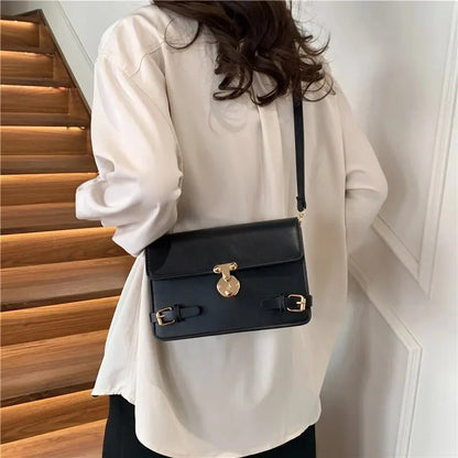 eybag PU Solid Color Single Shoulder Women's Bag Versatile Crossbody Bag Fashionable Retro Small Square Bag