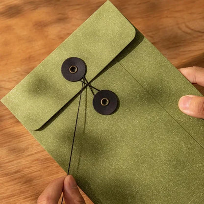 eybag Kraft Paper Envelope Vintage Winding Ticket File Documents Bag with Button String Tie Retro Business Greeting Cards Storage Bag