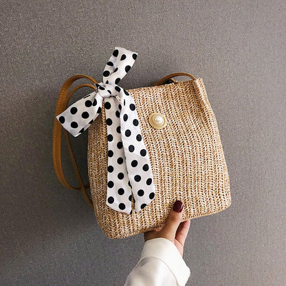 eybag Casual Straw Woven Handbags Women Summer Holiday Beach Bow Totes Top-Handle Bags Fashion Ladies Undearm Shoulder Bags