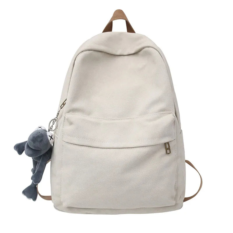 eybag Fashion Canvas Women Backpack Student School Bags For Teenage Girls Quality Solid Color Female Backpack Leisure Travel Bookbag