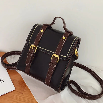 eybag Women Fashion Casual Contrast Color Backpack PU Student High-Quality Design Texture All-Match School Bags