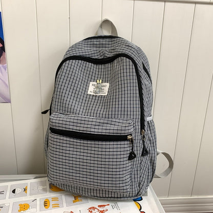 eybag Cute Girls Plaid Backpack Women Large Capacity Simple School Bags for Teens Female Korean Harajuku School Student Bookbag Ladies