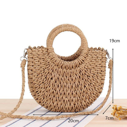 eybag Retro Top Handle Design Crossbody Bag for Women Branded Simple Summer Straw Woven Handbags Female Hollow Basket Shoulder Bags