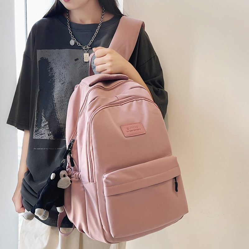 eybag Solid Color Women Rucksack Large School Bag Backpack for Teenage Girls Fashion College Student Book Back Pack Mochila Feminina