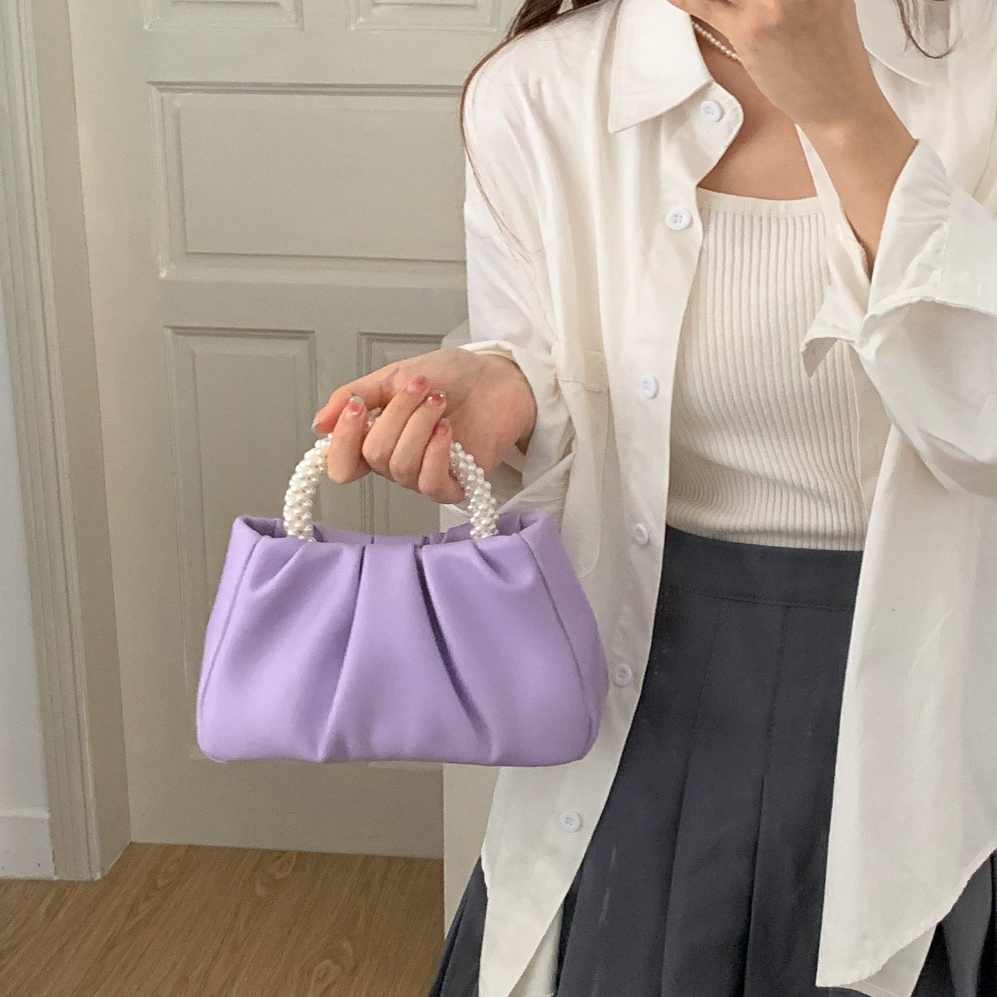 eybag Fashion Pearl Handle Women Dinner Clutch Purse Handbags Luxury Design Ladies Square Shoulder Bags Female Small Messenger Bag