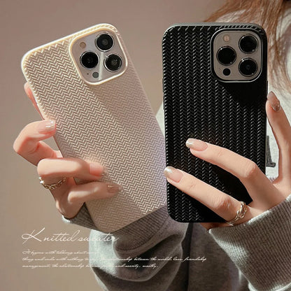 eybag Solid Braided Pattern Phone Case for IPhone 14 13 12 11 15 Pro XS Max Plus Funda for Iphone X XR 7 8 SE Soft Shockproof Cover