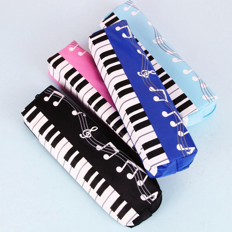 eybag Creative Novelty Student Pencil Case Square Single Layer Oxford Cloth Pen Bag for Girls Boy Musical Note Piano Stationery Pouch