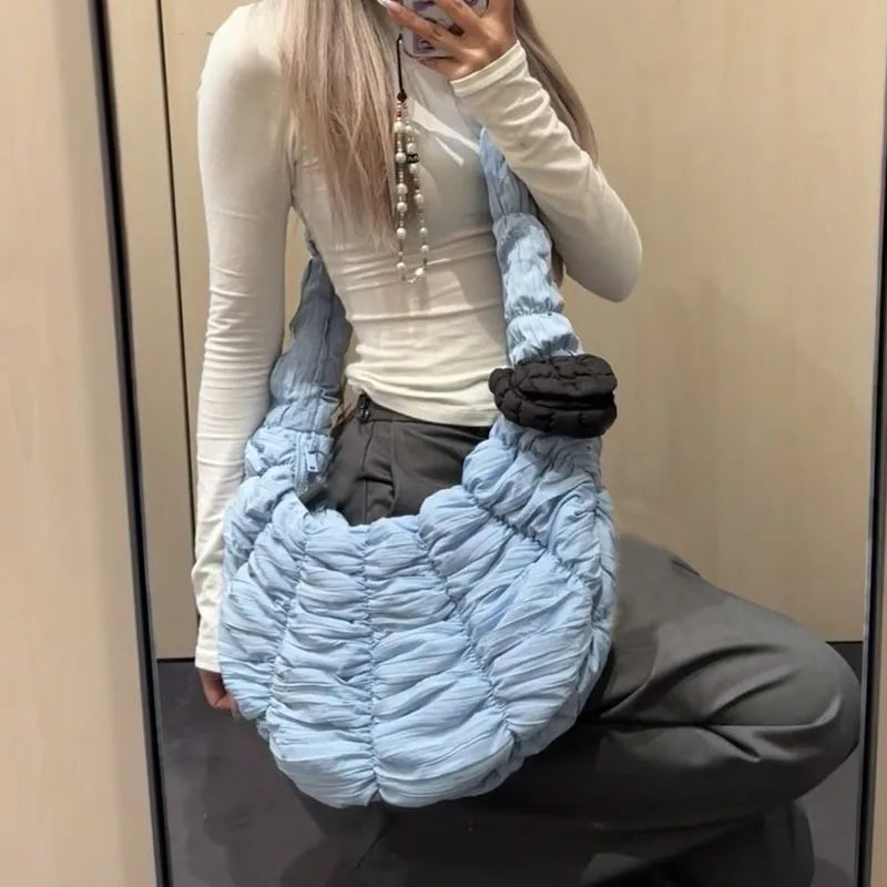 eybag Trendy Croissant Quilted Shoulder Crossbody Bags Women Hobos Handbags and Purses Nylon Padded New Thread Messenger Bag