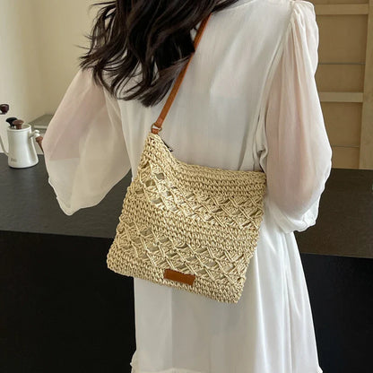 eybag A Leisure Pure Color Straw Woven Bag Women's Environmental Protection Woven Bag Advanced Materials Fine Work Holiday