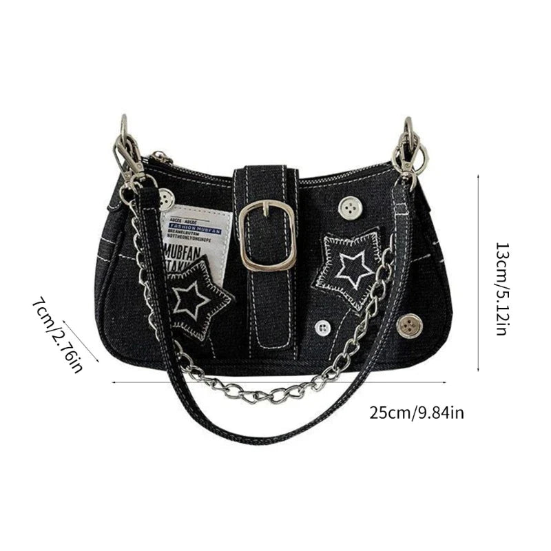 eybag Lightweight Portable Classic Casual Decorative Underarm Bag with Gild Chain Shoulder Bag, Trendy Handbag for Teen Girls, Women