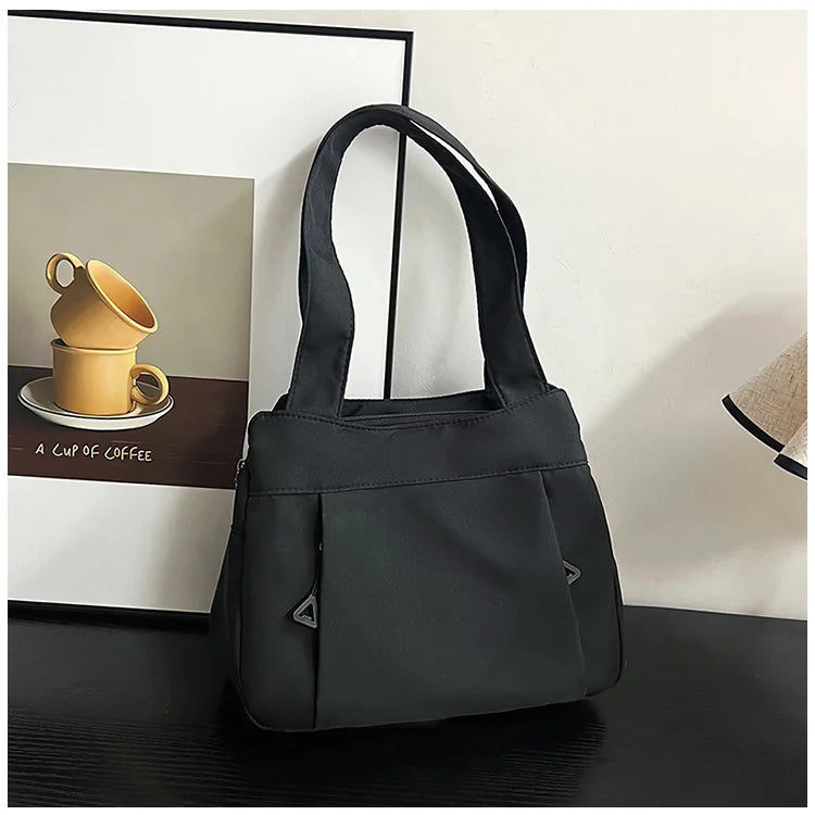 eybag Bright Color Canvas Tote Bag Women Business Commuter Shoulder Bag Multi-Layer Nylon Waterproof Durable Solid Color Handle Bag