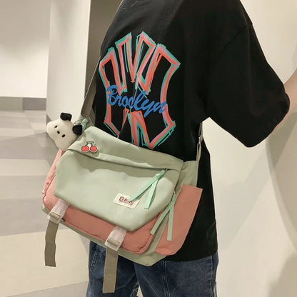 eybag Fashion Buckle Flip Bag For Women Panelled Japanese Cute Girl Crossbody Bag Large Capacity Student Shoulder Bag Female Bags