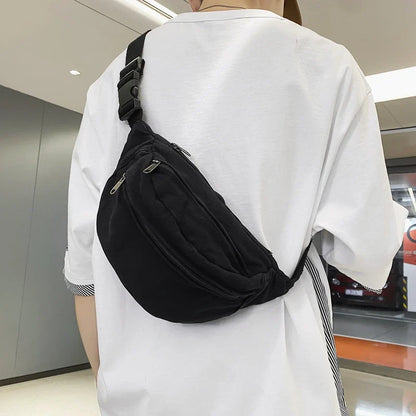 eybag Solid Color Couple Shoulder Bag Female College Student Chest Bag Trendy Cool Men Women Messenger Bag Casual Travel Crossbody Bag