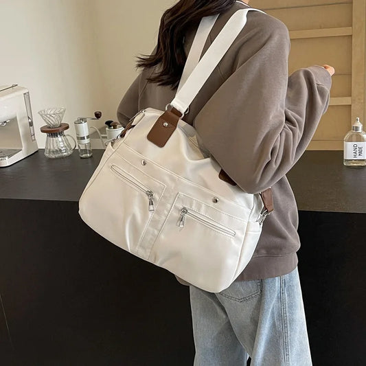 eybag Simple Design Women Canvas Shoulder Bag Ladies Large Capacity Multilayer Travel Handlebag Sports Shopping Casual Tote Bag bolsas