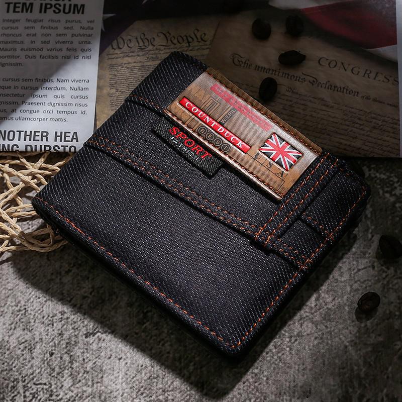 eybag New Men's Wallet Quality Short Purses Denim cloth Men Business Wallet Card Holder Man Zipper Purse Coin Bag Portefeuille Homme