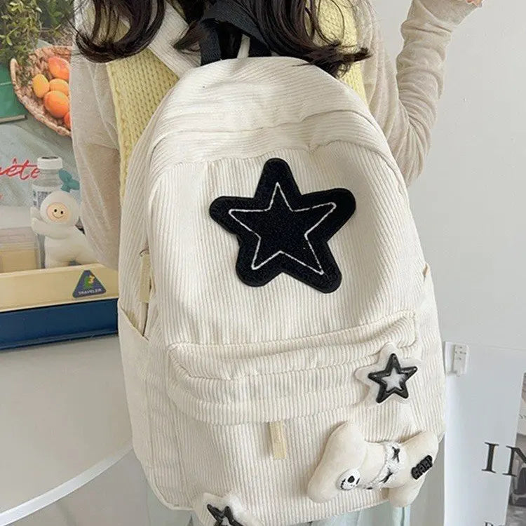 eybag Kawaii Backpack Women Stars Print Soft Corduroy Backpacks School Bags For College Students Cute Bag Mochilas Para Mujer Backpack