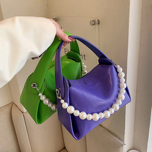 eybag Women Soft PU Leather Shoulder Bags Brand Luxury Pink Green Purple Crossbody Bags Pearl Handbags and Purses Evening Clutch