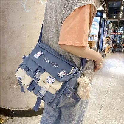 eybag Bag Female New Korean Summer Student Crossbody Bag Large Capacity Japanese Canvas Bag Small Backpack Shoulder Bag