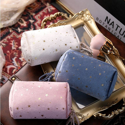 eybag flannel Cosmetic Bag Anytime Portable Velvet Star Clutch Bag Simple Carry-on Change Lipstick Storage Bag