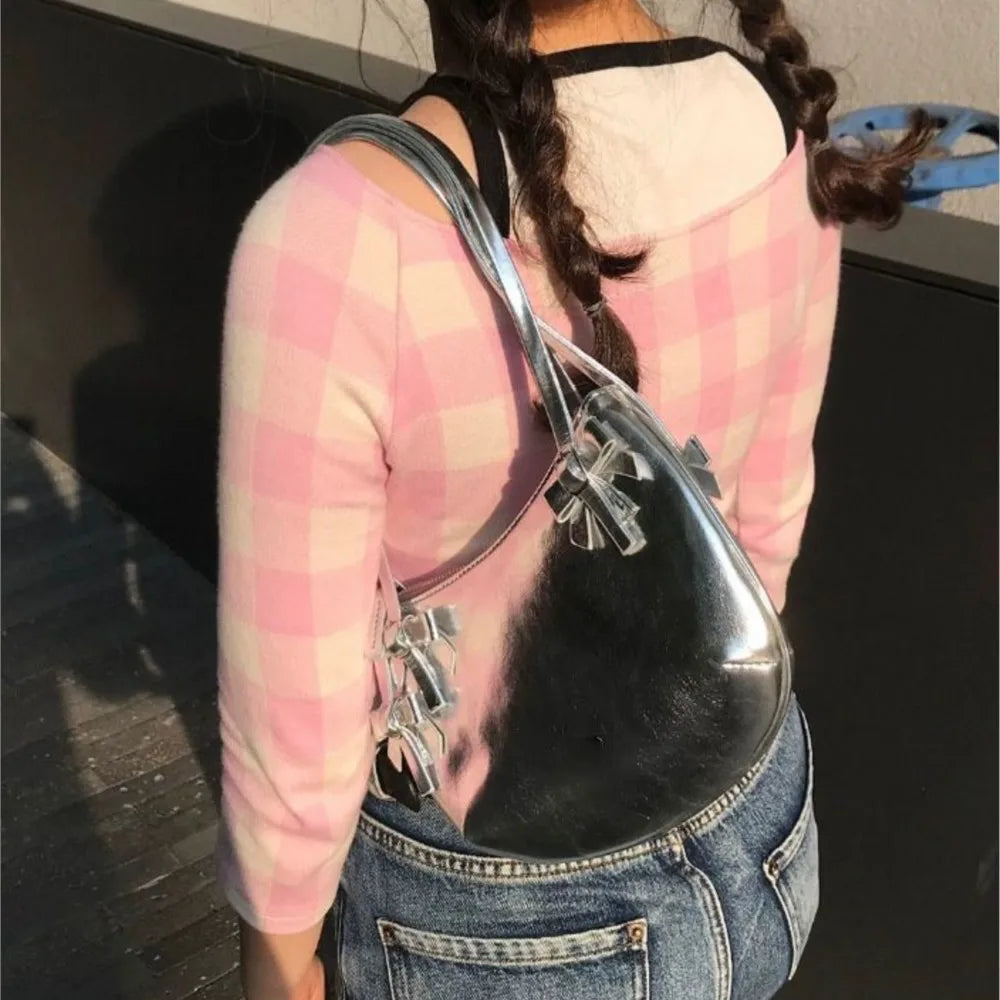 eybag Sweet Cute Pink Handbag Women New Harajuku Bow Chic Y2k Bags Purse Ladies Fairycore Aesthetic Underarm Bag Bolso Mujer