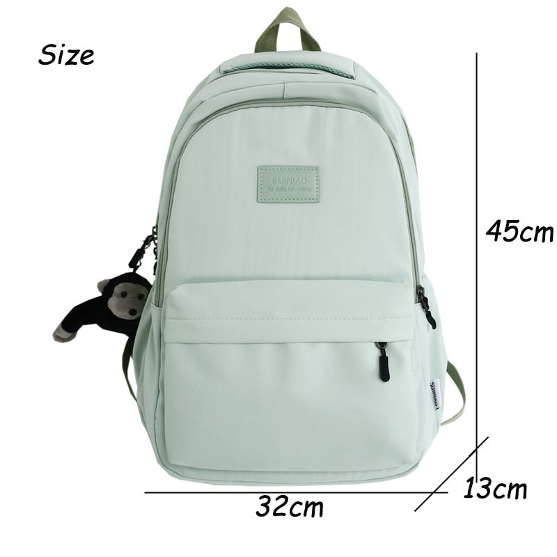 eybag Women's Backpack Solid Color Female Multi-pocket Casual Man Travel Bag High Quality Schoolbag for Teenage Girl Book Knapsack