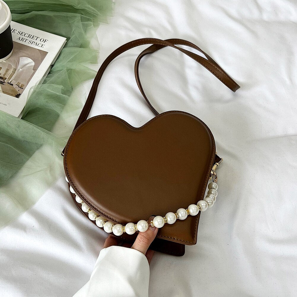 eybag Fashion Girly Design Love Shoulder Bag PU Leather Women's Clutch Purse Handbags Vintage Pearl Female Heart Tote Crossbody Bags