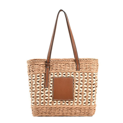 eybag 2023 Summer Straw Beach Basket Bag Fashion Women Rattan Shoulder Bag Large Capacity Woven Hand-made Handbag Female Purse Totes