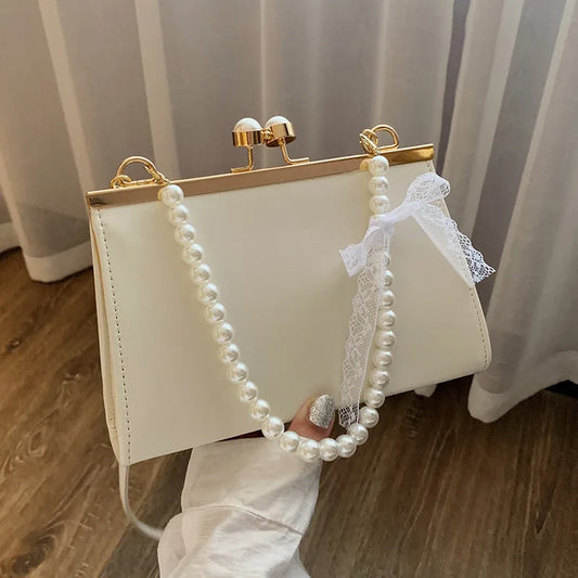 eybag Vintage Shoulder Bags Women Fashion Pearl Chain Handbag Kiss Lock Designed Brand Women Small Clip Bags Sac Feminina Bolsa