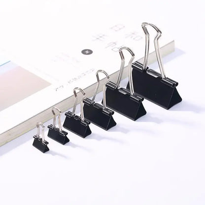 eybag 10pcs/set Black Binder Clips Foldback Metal Paper Clips Notes Letter Paper Document Grip Clamps Office School Binding Supplies