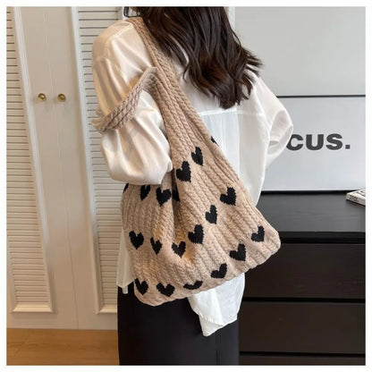 eybag Knitted Handbags Female Large Capacity Totes Women's Shoulder Bag Autumn Winter Bag Purses Casual Woven Shopping