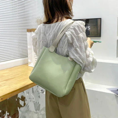 Lkblock Fashion Women PU Leather Totes Large Capacity Ladies Shoulder Bags Casual All-match Handbags Shopping Bags