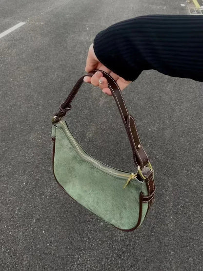 eybag Casual Green Underarm Bag Women New Vintage Hot Girls Leather Solid Shoulder Bag Female Retro Elegant Y2k Handbag Purse