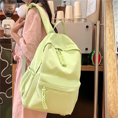 eybag Solid Color Fresh Backpacks Waterproof Nylon School Bags For Teenage Girls Sweet Pink Satchels Korea Green Casual Packages