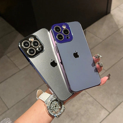 eybag Inlaid Bright Label Phone Case With Lens Film For iPhone 11/1213/14/15 Por Max Phone Case + Lens Protection Film