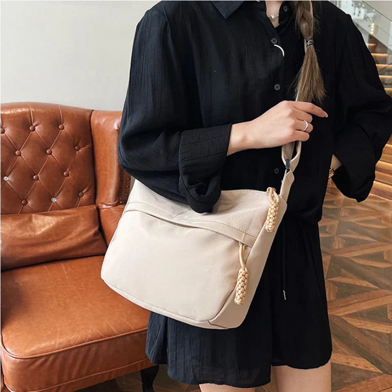 eybag Korean Version Crossbody Shoulder Bag for Women's Commuting Small Cloth Bag Simple Nylon Shoulder Bag for Japanese Students